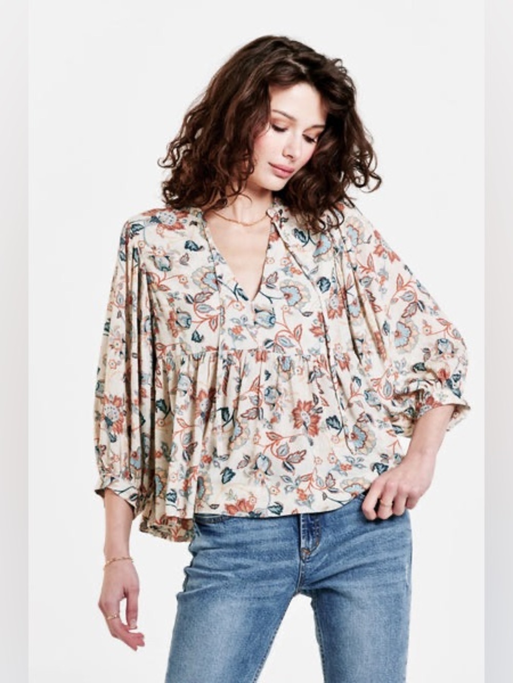 Dear John Malia Floral V-Neck Peasant Blouse paisley anthropologie free people s